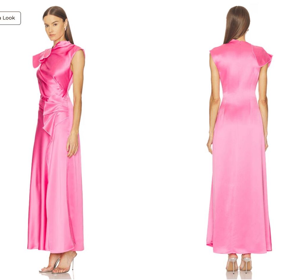 Acler Ramshaw Satin Gathered Gown in Peony Size AU 10/ US 6 $600